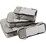 Amazon Basics 4 Piece Packing Travel Organizer Cubes Set, Grey