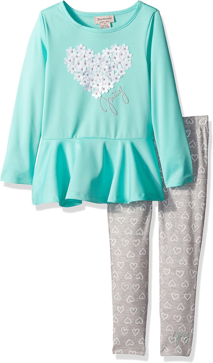 Juicy Couture Little Girls' 2 Piece Pant Set, Green, 6