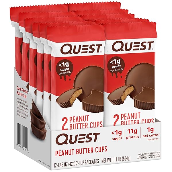 QUEST NUTRITION PEANUT BUTTER CUPS, 11G PROTEIN, 1G SUGAR, LOW CARB, GLUTEN FREE, KETO FRIENDLY, 12 COUNT
