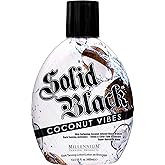 Millennium Tanning Solid Black Coconut Vibes Dark Tanning Lotion with Tattoo & Color Fade Protectors Super Hydration Blend for Indoor and Outdoor Tanning 13.5 fl. oz.