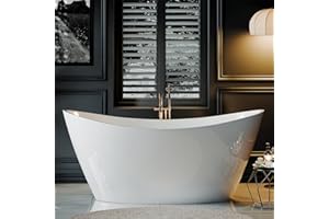 Empava 67" Acrylic Freestanding Bathtub Soaking SPA Tub Modern Stand Alone Bathtubs in White SA1518