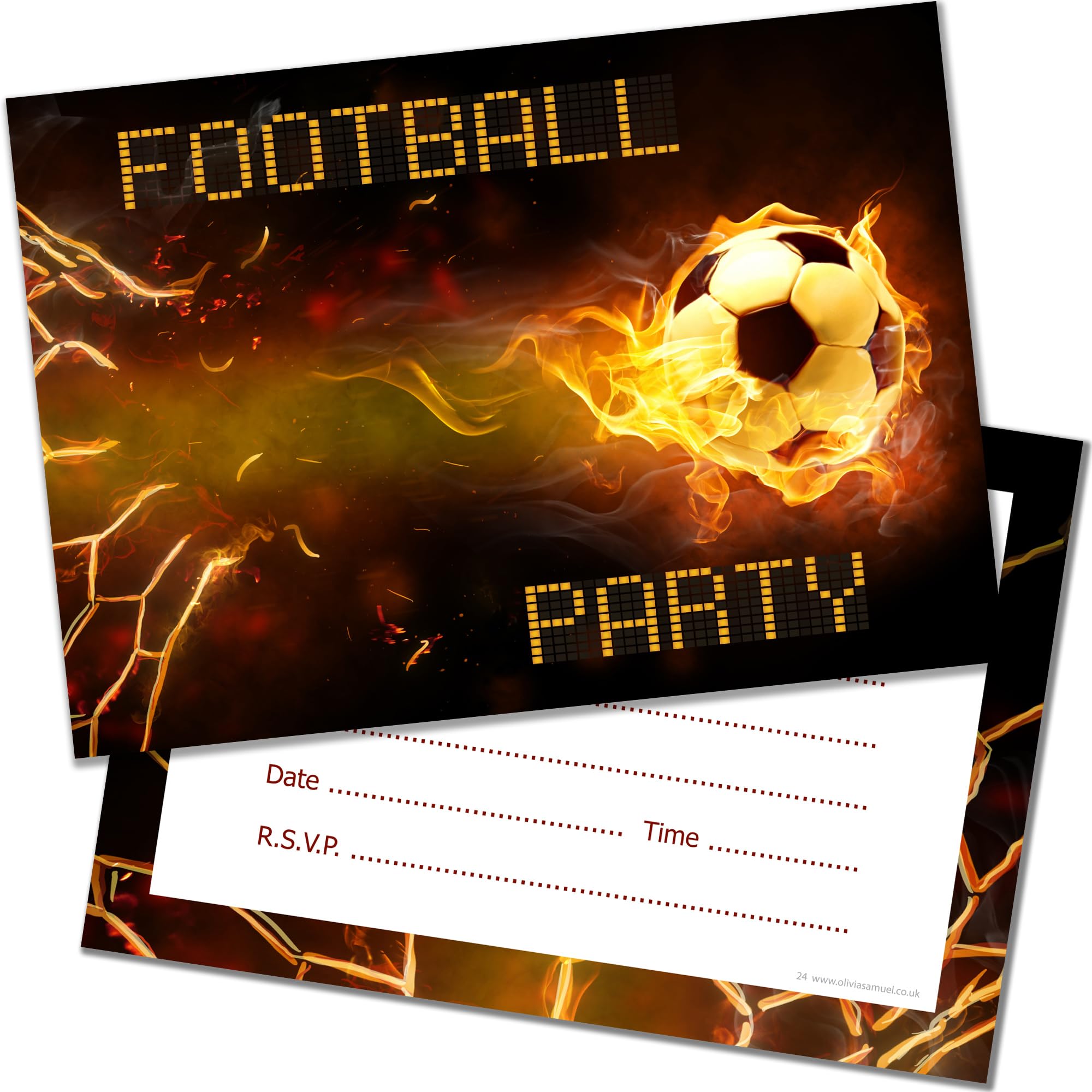 Olivia Samuel 20 x Football Birthday Party Invitations from Kids Birthday Invites - A6 Postcard Size with envelopes