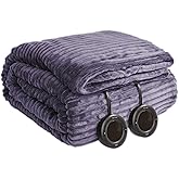 HOMISPRITE Heated Blanket King Size 100"x90",ETL Certification-10 Heating Levels Electric Blanket&1-10 Hour Auto Off,Heating Blanket with Dual Controller (Purple)