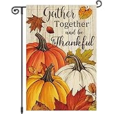 Louise Maelys Fall Thanksgiving Garden Flag Pumpkin Gather Together And Be Thankful 12x18 Inch Double Sided Maple Holiday Seasonal Autumn Welcome Small Burlap Yard Sign Outside Outdoor House Decor