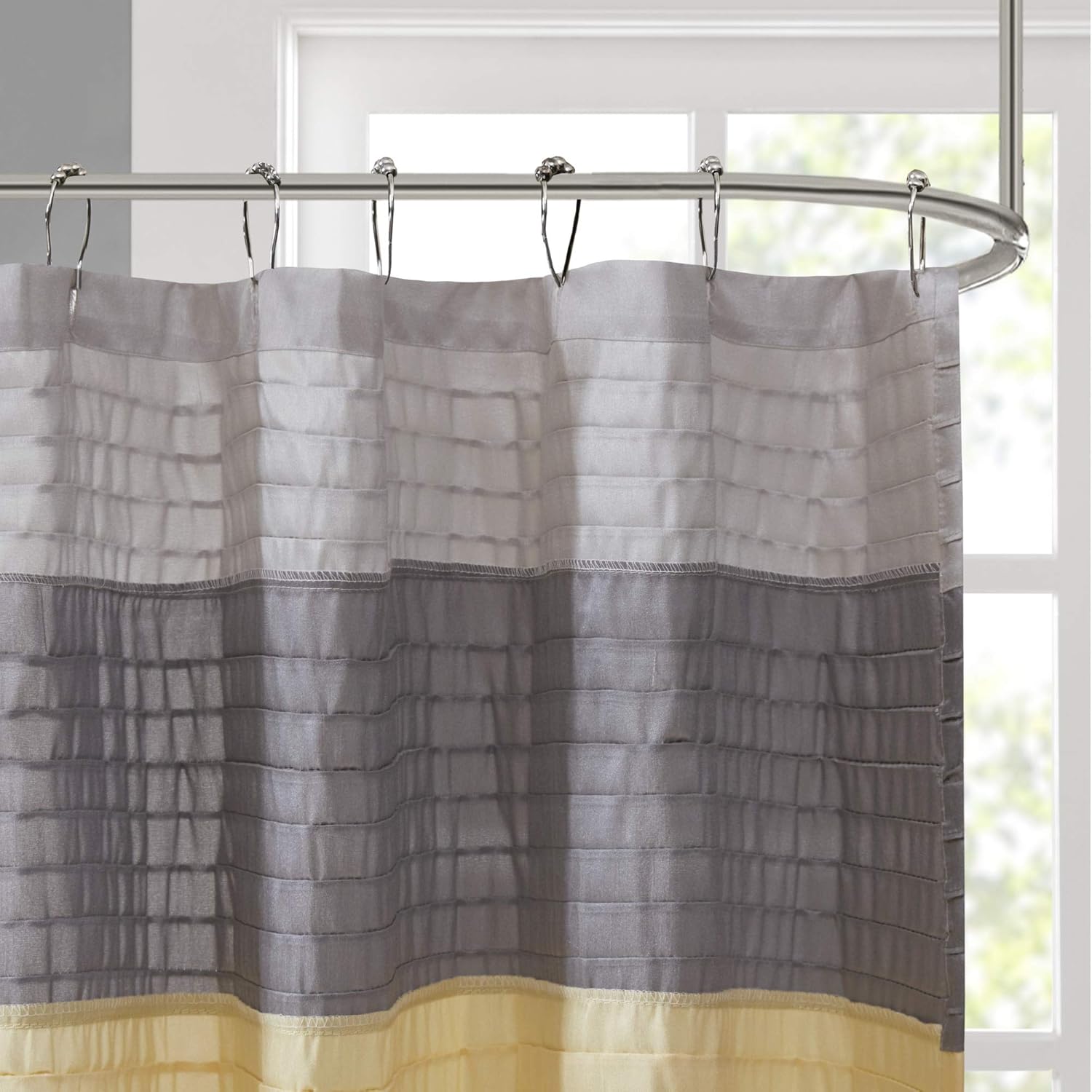 Madison Park Amherst Bathroom Shower Faux Silk Pieced Striped Modern Microfiber Bath Curtains, 72x72 Inches, Coral: Home & Kitchen