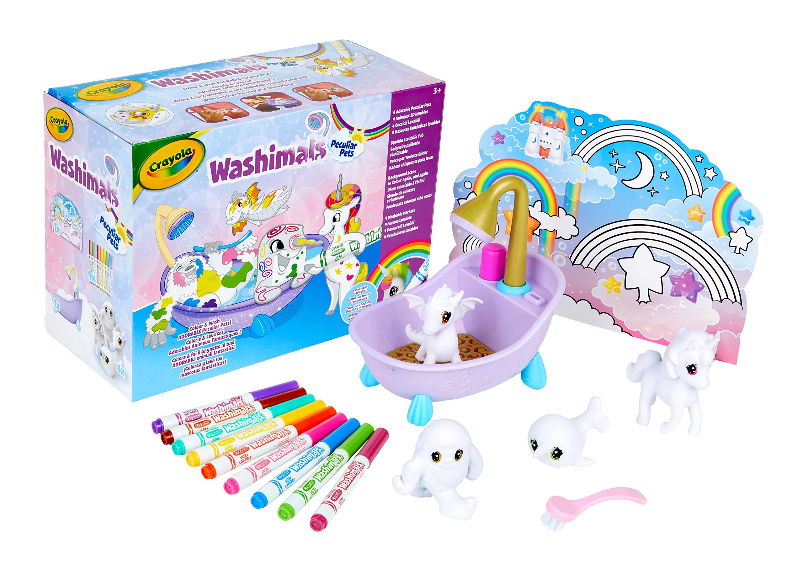 CRAYOLA Washimals Peculiar Pets Tub Set Playset - Colour and Wash Pets Creative Colouring Crafts Kit, Gift Set, with Washable Marker Pens — image 1