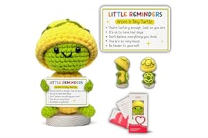 Gossby Handmade Positive Turtle Crochet - Inspirational Gift for Women - Little Reminders from Tiny Turtle - Christmas, Birthday, Emotional Positive Gift for Coworker, Sister, Friend, Teacher