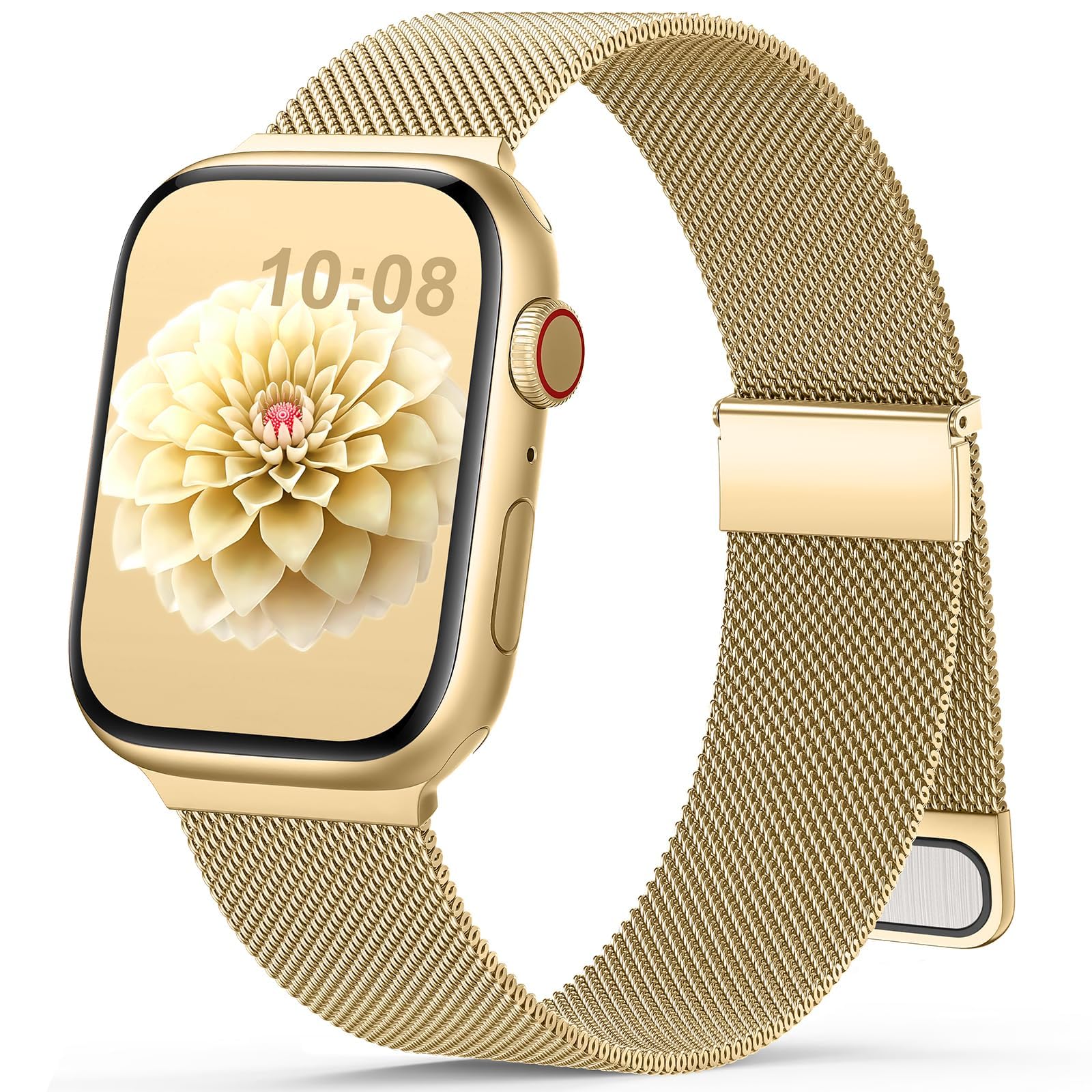 Yoohoo Milanese Loop for Apple Watch Straps 38mm 40mm 41mm 42mm 44mm 45mm 46mm 49mm Women Men,Adjustable Metal Band with Dual Magnetic Clasp for iWatch Series 11 10 9 8 7 6 5 4 3 SE3 Ultra3,Gold