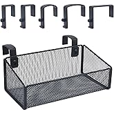 JDYOOMI Hanging Floating Shelves - Metal Mesh Cubicle Storage Organizer with 5 Plastic Hangers (Black)