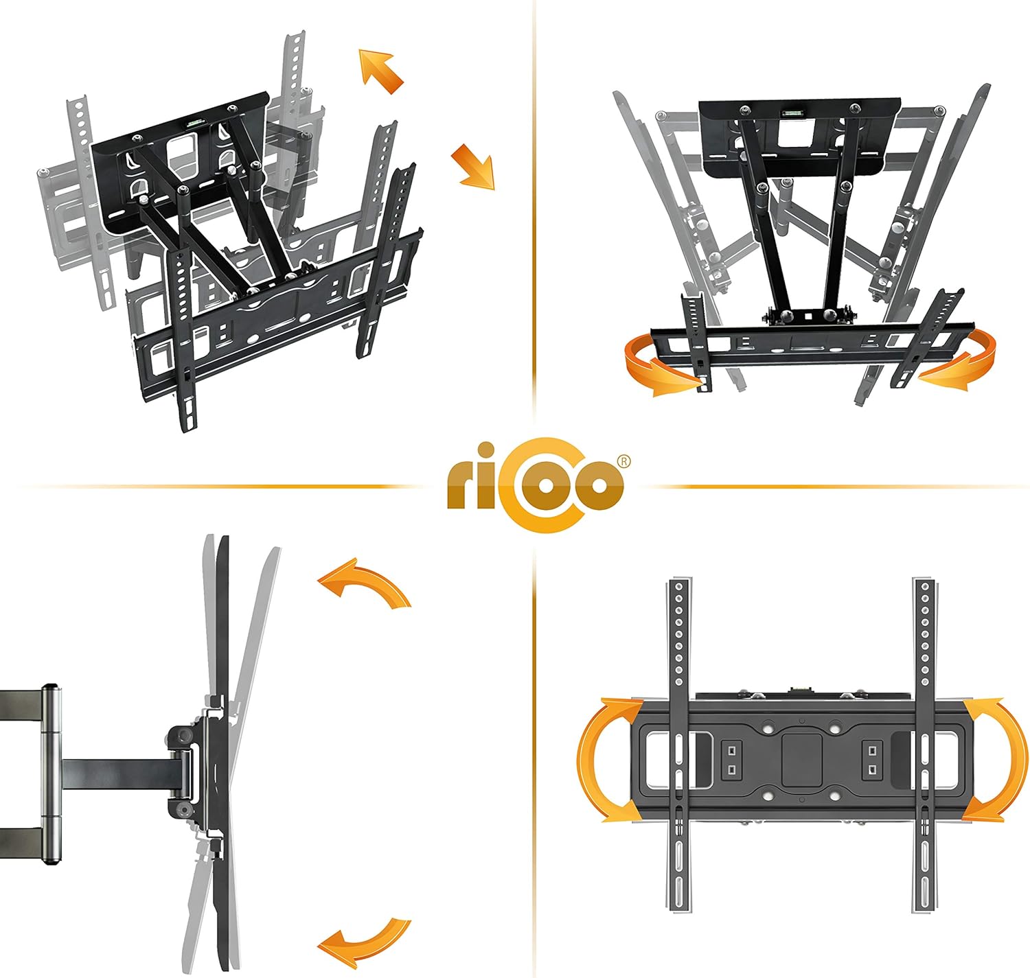 RICOO TV Wall Mount Tilt Swivel approx 32-55 Inch S5244 Bracket for LED LCD OLED Curved and Flatscreens Universal for VESA 200x200-400x400 - Image 4