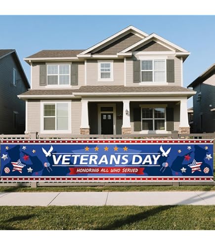 Veterans Banner Thank You Decorations - Patriotic Military Appreciation Party Decor Rear View Camera Display