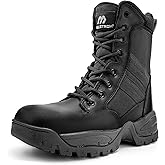 Maelstrom Men's Tactical Work Boots with Side Zipper – Lightweight Leather Military Style, Comfortable, Durable and Breathable for Outdoors