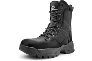 Maelstrom Men's Tactical Work Boots with Side Zipper – Lightweight Leather Military Style, Comfortable, Durable and Breathable for Outdoors