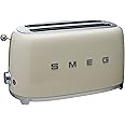Smeg 50's Style Retro Aesthetic 4 Slice Toaster 6 Presets with 2 Extra Wide Slots, Cream
