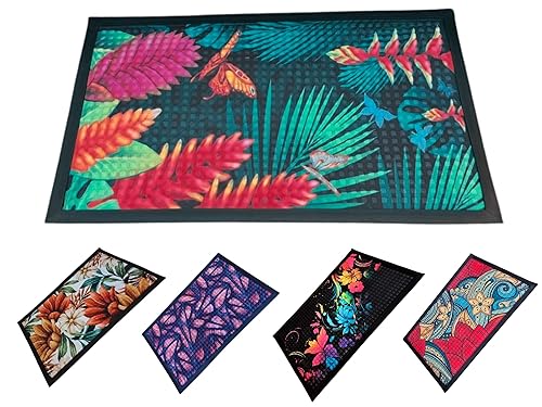 MYPURECORE Washable Non-Slip Door Mat - Heavy Duty Ultra-Absorbent Dirt Trapper for Dogs, Mud & Shoes - Indoor/Outdoor Rubber Entrance Rug for Home, Garden & Hallway (75x45cm) (Type C)