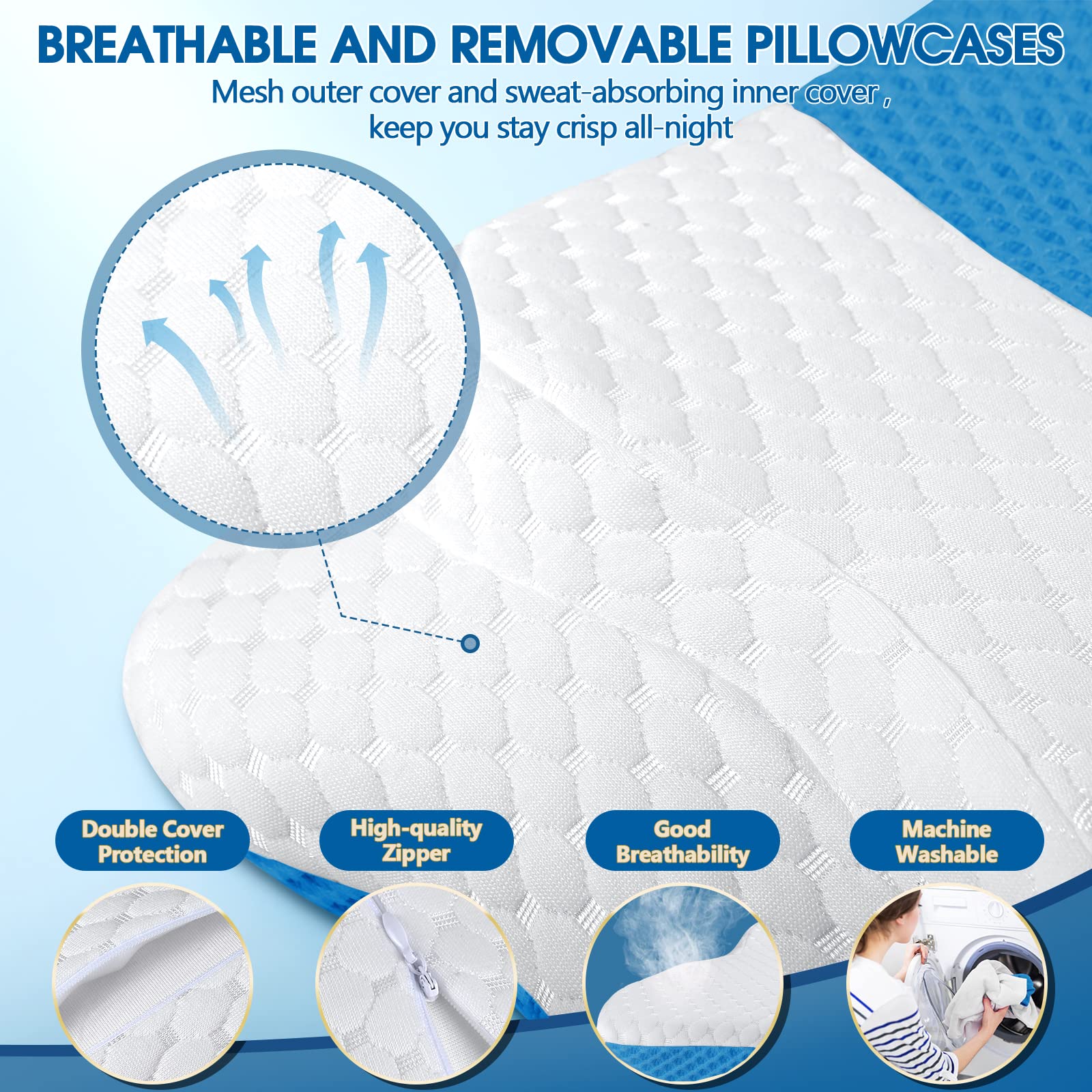 CHxxy Memory Foam Pillows, Cervical Pillow for Neck and Shoulder Pain Relief, Ergonomic Contour Bed Pillow, Soft for Side Sleep Stomach Sleeping and Back Sleeper