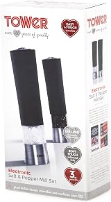 Tower T80400 Electric Salt Pepper Mill Set Stainless Steel Black Grinder view 4