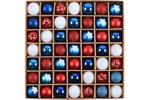 DECOR BY HANNAH DecorbyHannah 4th of July Tree Decorations,49ct 1.18 Inch Mini Patriotic Red White and Blue Memorial Day Ornaments for Small Tree, Shatterproof Hanging Christmas in July Ornaments for Independence Day