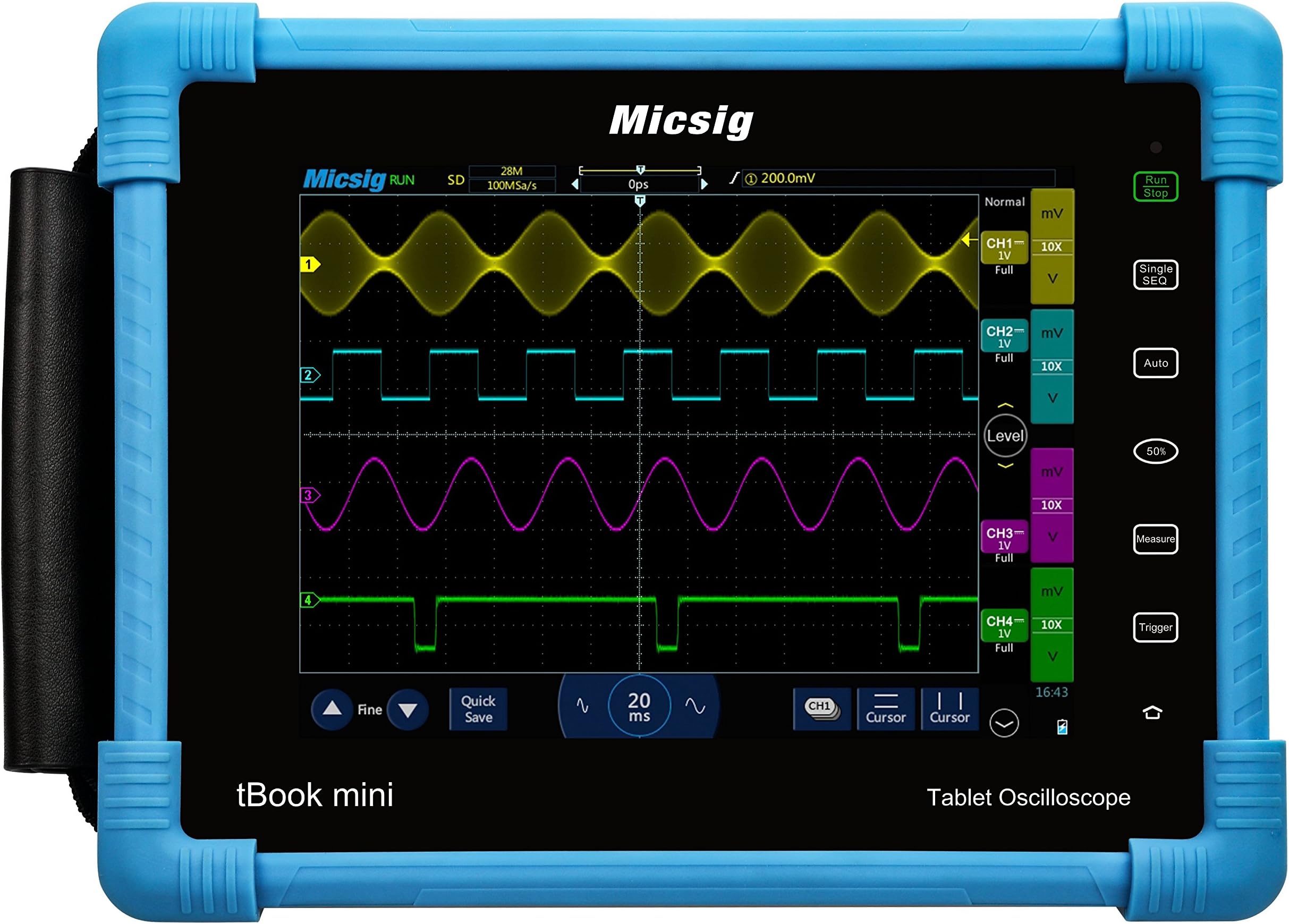 Micsig Tablet Oscilloscope 100MHz 4CH 1GSa/s tBook TO1104