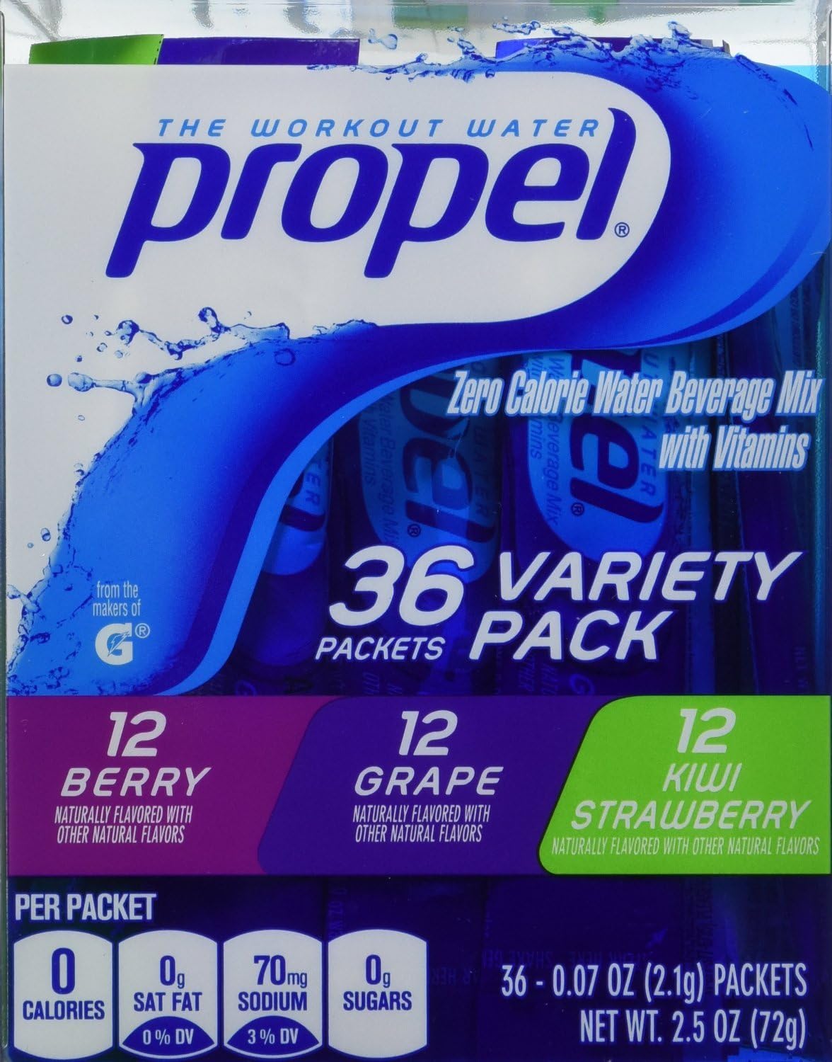Propel - Zero Calorie Water Mix - 36 Packets - Variety Pack - 2 Pack