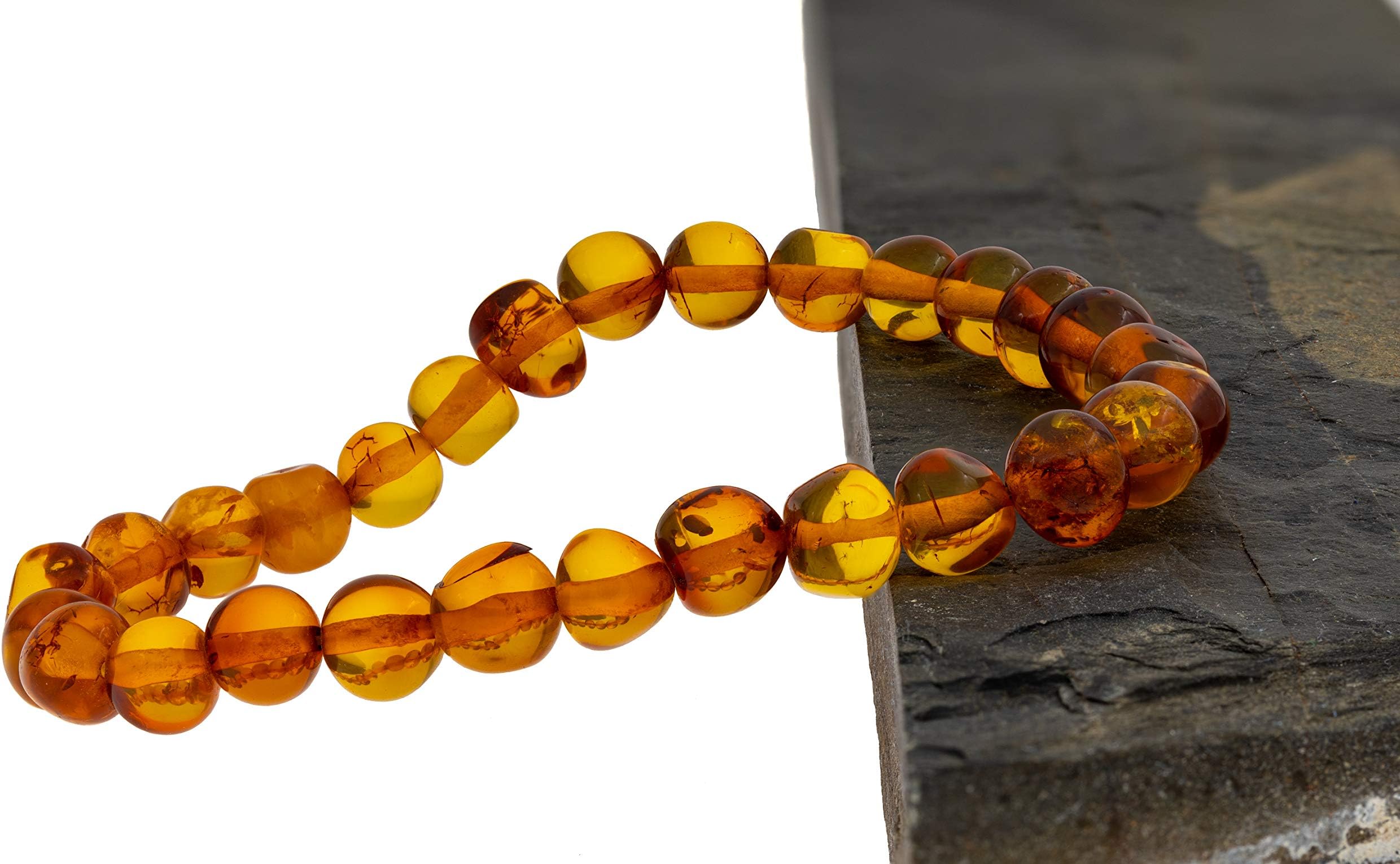 Amberalia Elastic Baltic Amber Bracelet, GIA Certificated Amber, for Natural Remedies and Pain Relief