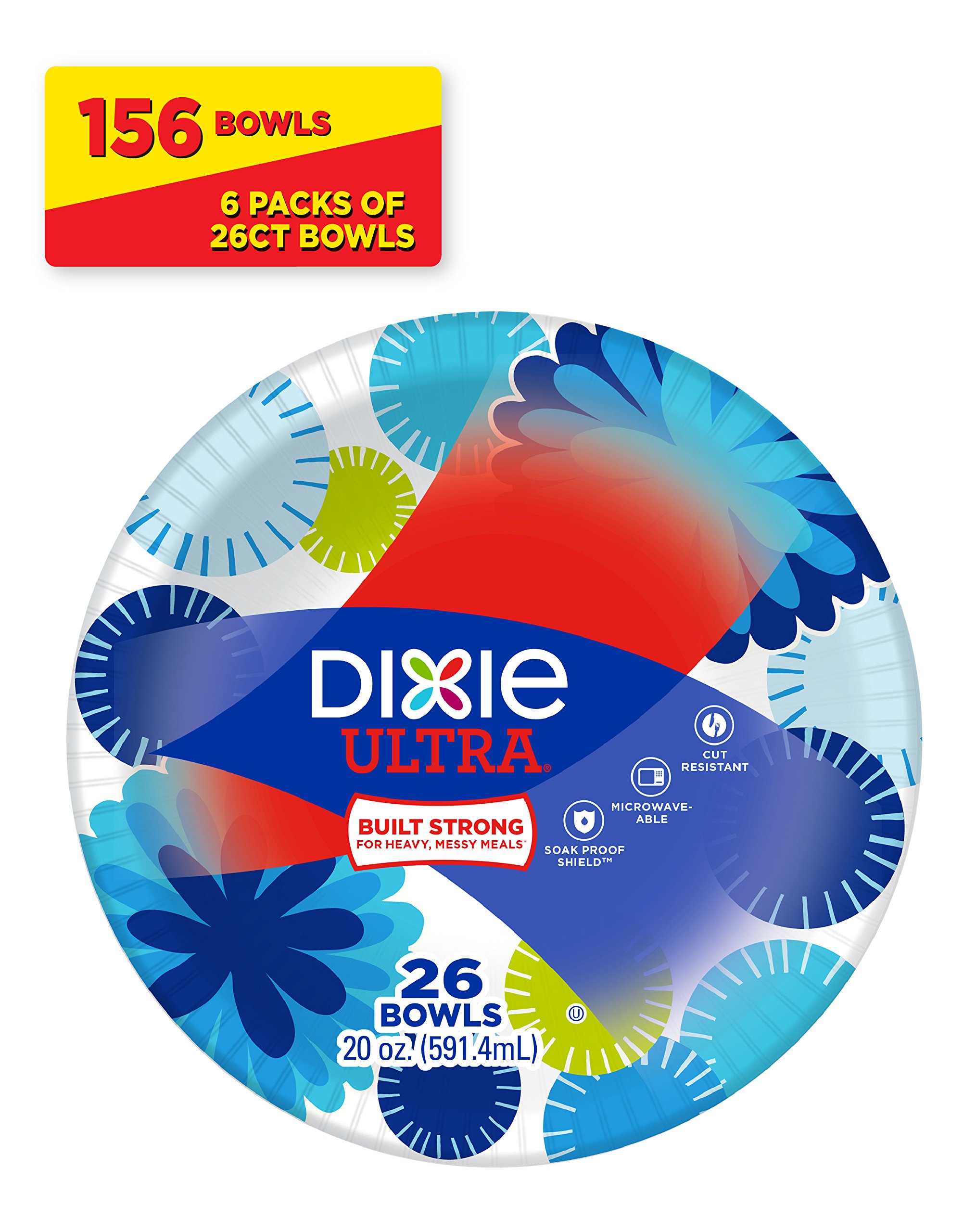 Dixie Ultra Paper Bowls, 20 Oz, 156 Count, 6 Packs of 26 Bowls, Dinner