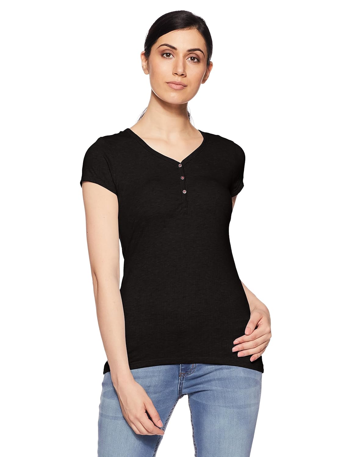 jockey women's cotton henley t-shirt