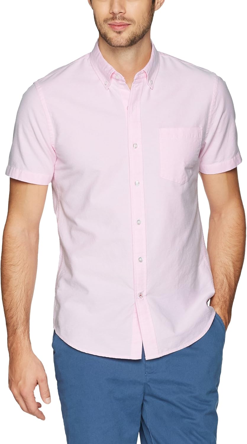  Brand - Goodthreads Men's Slim-Fit Short-Sleeve Solid Oxford Shirt with Pocket: Clothing
