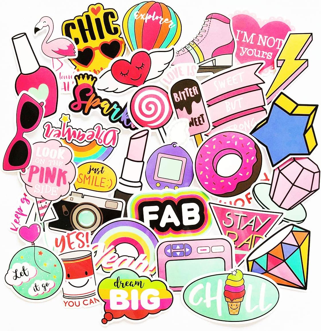 60pcs Pink Girl Cute Lovely Stickers Laptop Water Bottle Skateboard Motorcycle Phone Bicycle Luggage Guitar Bike Sticker Decal For Girl And Kids (pink 60)