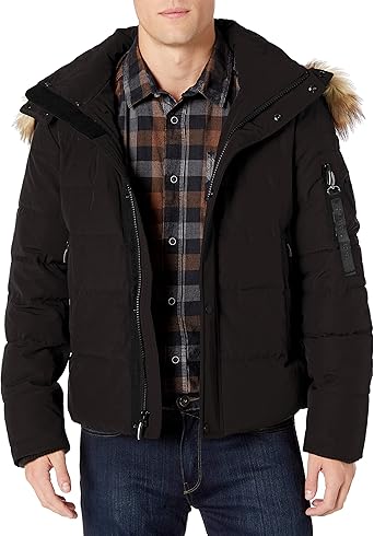 mens faux fur puffer jacket