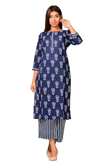 Women's Cotton Printed Kurta with Palazzo Set