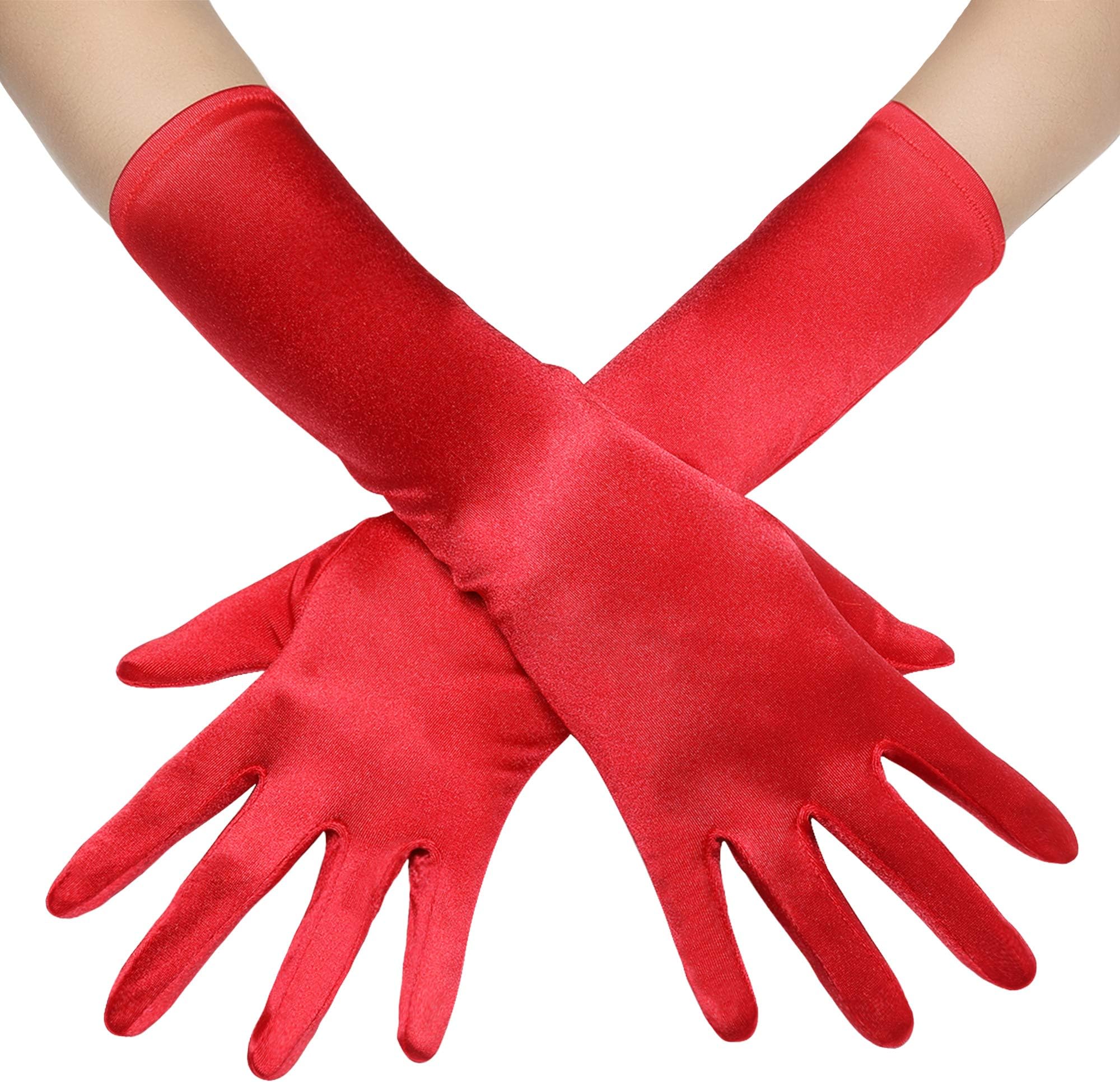 Coucoland Long Opera Gloves Satin Gloves Bridal Fancy Dress Gloves Wedding Prom Opera Gloves Elbow Length Classic Gloves