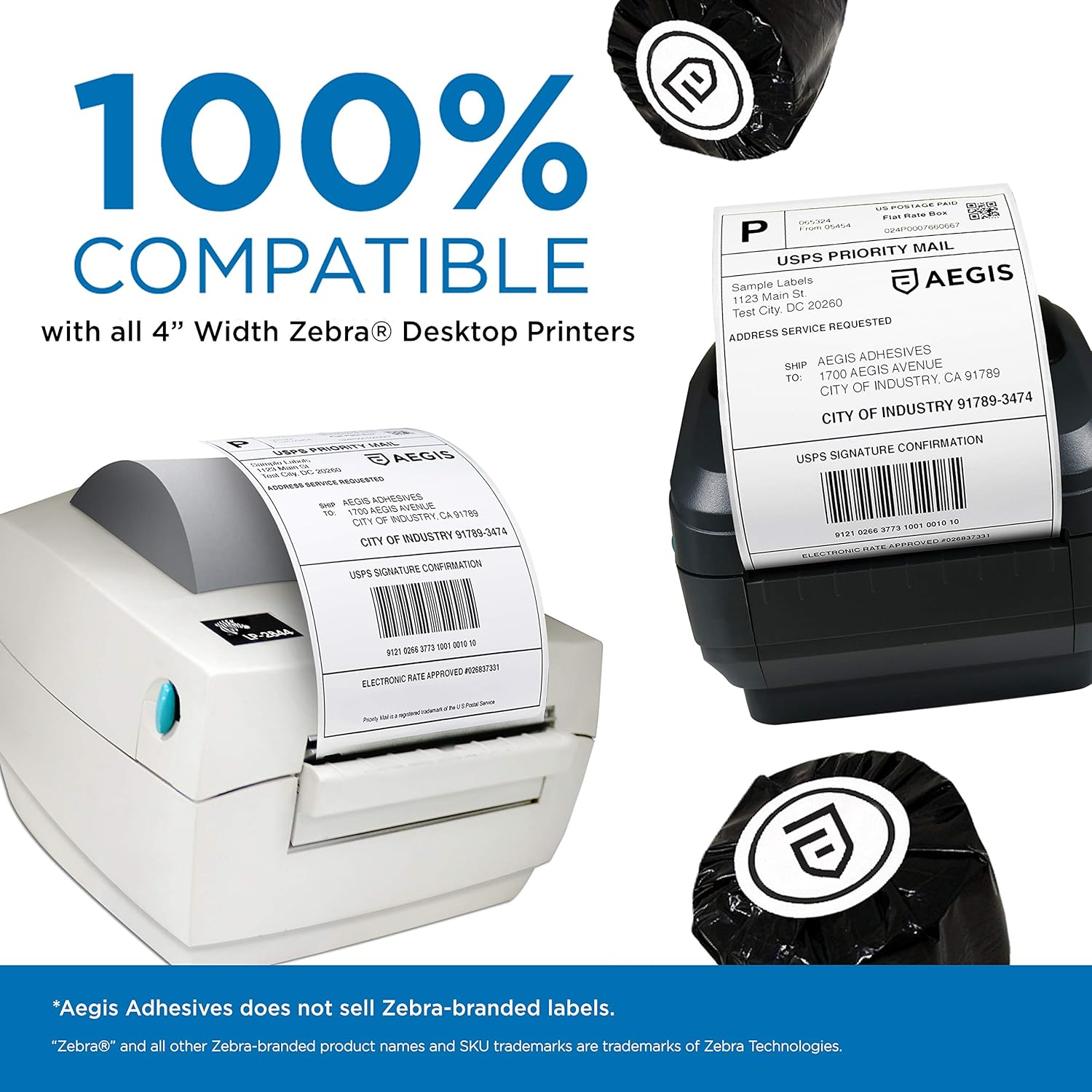 Aegis Adhesives - 3” X 1” Direct Thermal Labels for FBA Barcodes, Address, Perforated & Compatible with Rollo Label Printer & Zebra Desktop Printers (12 Rolls, 1300/Roll) : Office Products