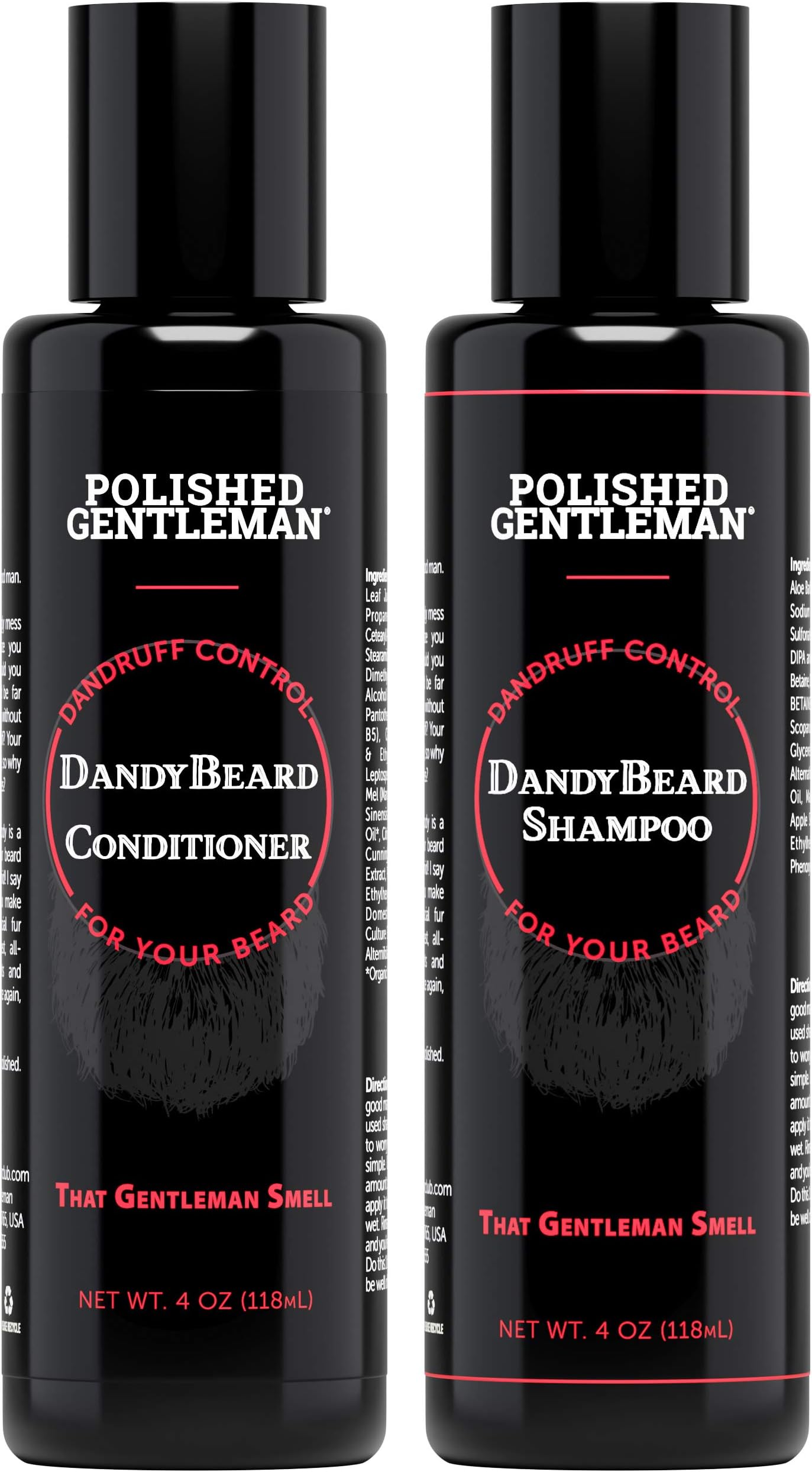 Beard Wash Shampoo and Conditioner Set - For Beard Dandruff and Dry Itchy Beards - With Beard Oils and Tea Tree - Organic Facial Hair Moisturizer Kit - Great Beard Mustache Wash (4oz)