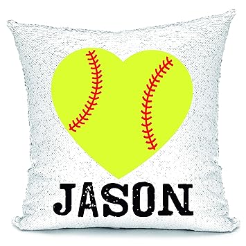 sequin softball pillow