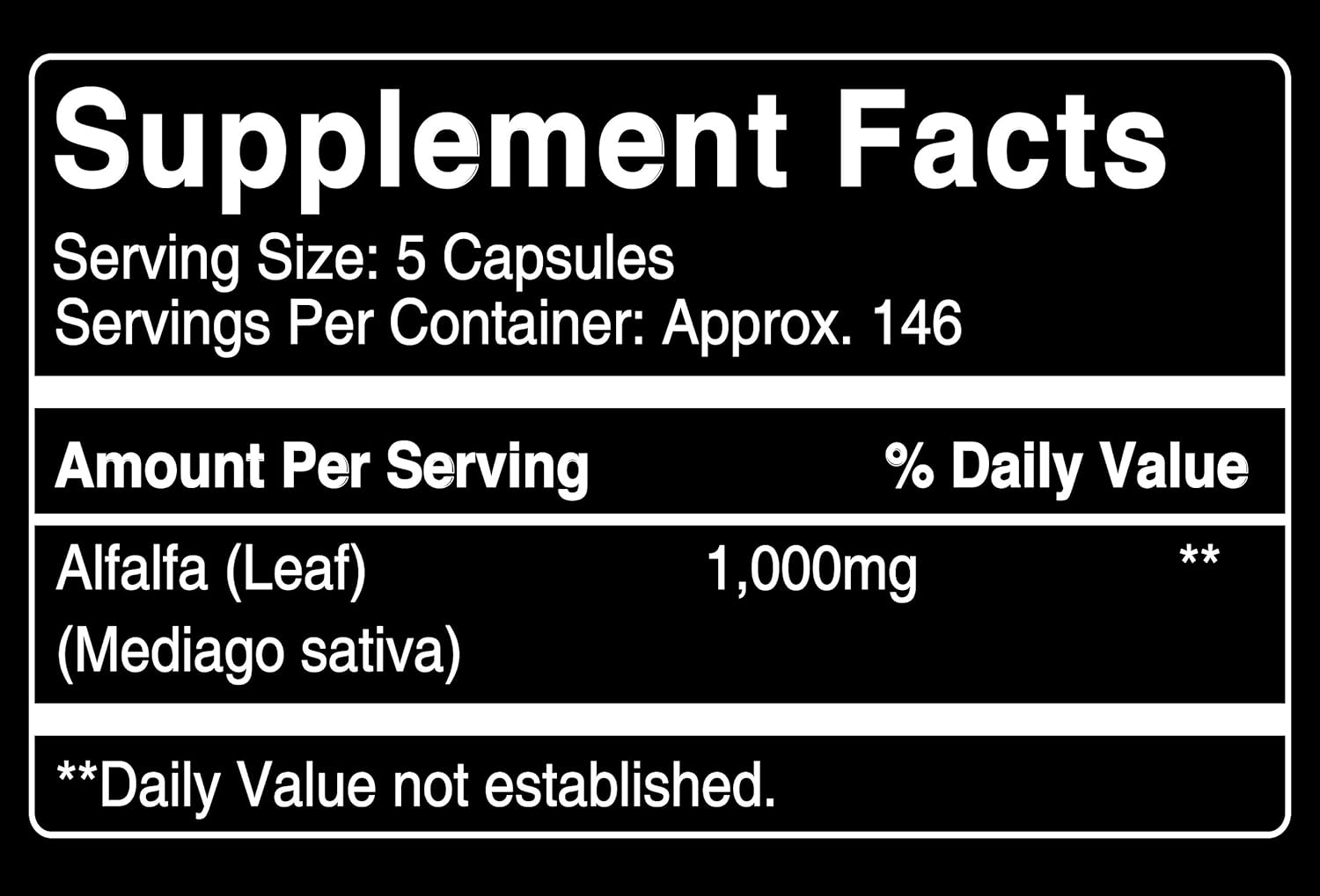 Natural Alfalfa Leaf, 730 Capsules, 3-Month Supply, No Stearates or Rice Filler, Made in USA, Pure and Gluten-Free, 1000 mg of Potent & Undiluted Alfalfa Leaf per Serving with No Additives: Health & Personal Care