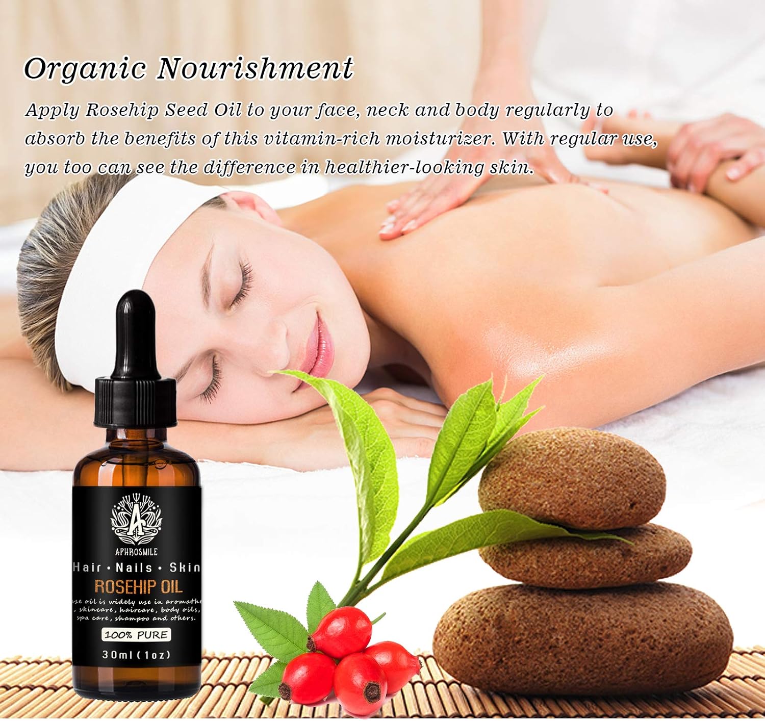 100% Pure Rosehip Oil for Massage 30ml Carrier Oil - Rosehip Oil for Skin Care 1oz Base Oil - Rosehip Oil for Hair Care - Image 4