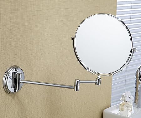 ZEYA Stainless Steel Makeup Mirror with 5X Magnifying-Mirror & Wall Bracket with Flexible Rod(200 mm,Silver)