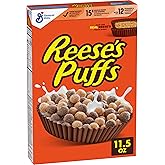 Reese's Puffs Chocolatey Peanut Butter Breakfast Cereal, 11.5 oz | Made with Real Reese's Peanut Butter, 15g Whole Grain Per Serving, Good Source of Calcium, 12 Vitamins &amp; Minerals