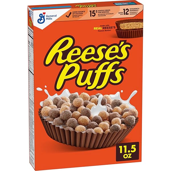 REESE’S PUFFS BREAKFAST CEREAL, CHOCOLATEY PEANUT BUTTER CEREAL,...