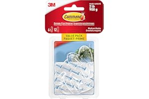 Command Clear Hooks Value Pack, Medium, 6 Hooks 12 Medium Strips