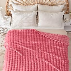 NEWCOSPLAY Queen Blanket for Couch Coral Pink Super