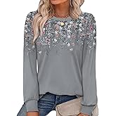 Alaroo Womens Long Sleeve Shirts 2026 Fall Tunic Tops Crewneck Blouses Print