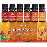 ASAKUKI Essential Oils for Diffusers for Home, Fragrance Oil for Candle Making, Peppermint, Vanilla Cupcake, Sparkling Cinnamon, Spiced Pumpkin, Christmas Wreath and Apple Cinnamon 6 x 10 ml
