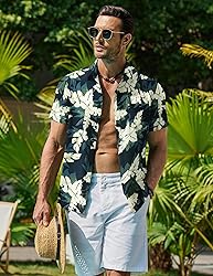 COOFANDY Mens Beach Shirt Aloha Short Sleeve