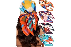 CHLINS 4 PCS 27.5 Inches Satin Head Scarf Silk Scarf for Women Lightweight Hair Bandanas Head Scarves Neck Scarf Hair Wrap