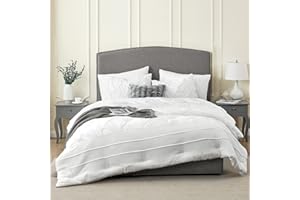 Hansleep Pintuck Queen Size Bed Set White - 7 Pieces Comforter Set Queen with Comforters, Sheets, Shams & Pillowcases