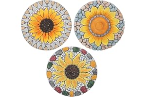 PINPON 3 Pack Sunflower Stepping Stone, 10 Inch Decorative Garden Step Stone for Yard, Patio, Garden, Walkway, Outdoor and Indoor Home Decor