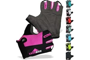 LuxoBike Bike Gloves for Men Cycling Biking Gloves Women - Padded Shock Absorbing Bicycle Riding, Anti-Slip Breahtable Half-Finger 's for Mountain Biker Ebike
