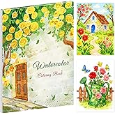 Elfew Flower & Landscape Watercolor Workbook, Watercolor Coloring Books for Adults & Beginners, 20 Pattern with 160gsm No-Bleed Cold-Pressed Paper(No Paints Included)